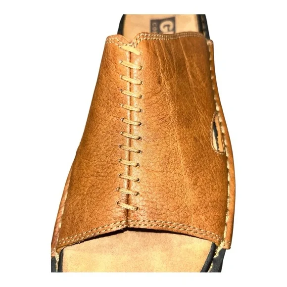 GBX Men’s Brown Leather Slip-On Sandals Size 8M Open Toe Casual Travel - Picture 6 of 10